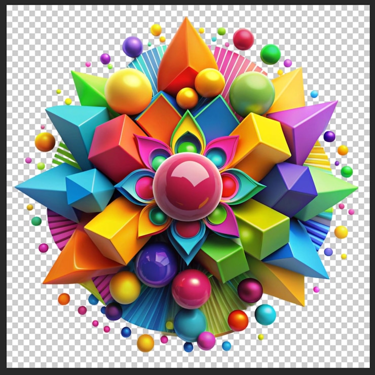 PSD abstract colourful shapes isolated on white background