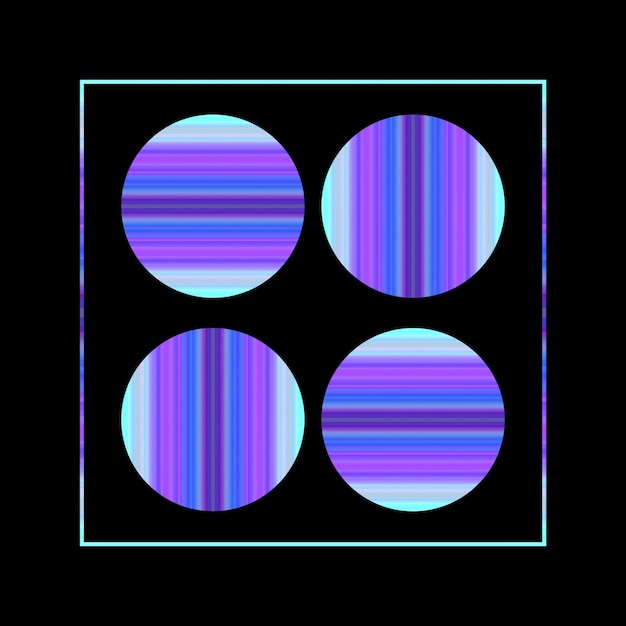 Abstract composition of colorful circles and stripes