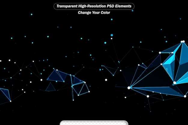 PSD connessione astratta di punti e linee distribuzione di forme triangolari nello spazio