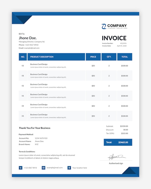 Abstract corporate business invoice template