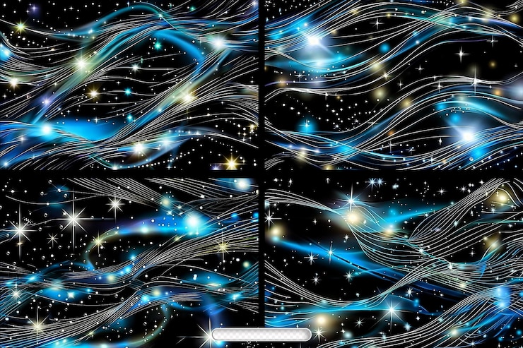 PSD abstract cosmic background with shimmering stars and flowing lines for creative design projects