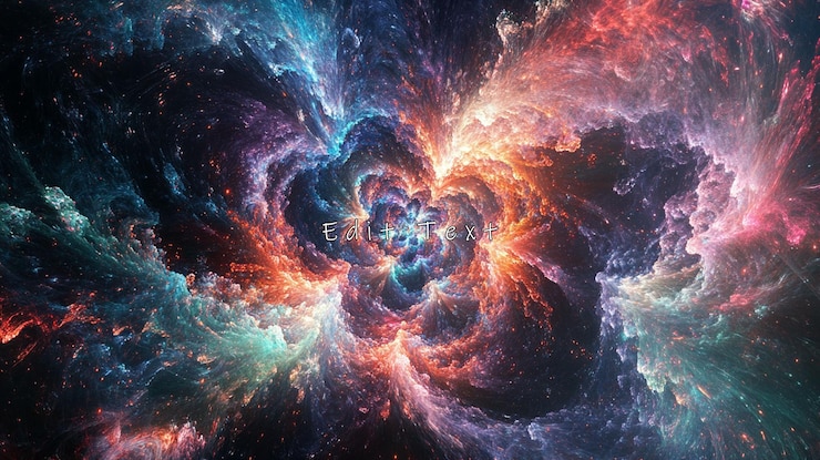 PSD abstract cosmic nebula with swirling colors and vibrant energy