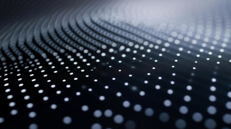 PSD abstract dark background with glowing white dots forming a curved pattern