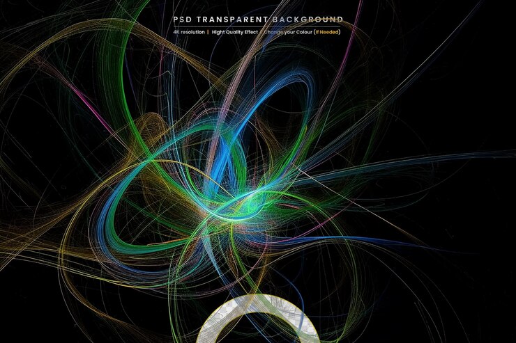 PSD abstract dark with green lines on transparant background