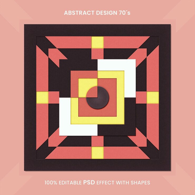 PSD abstract design 70s maze labyrinth template