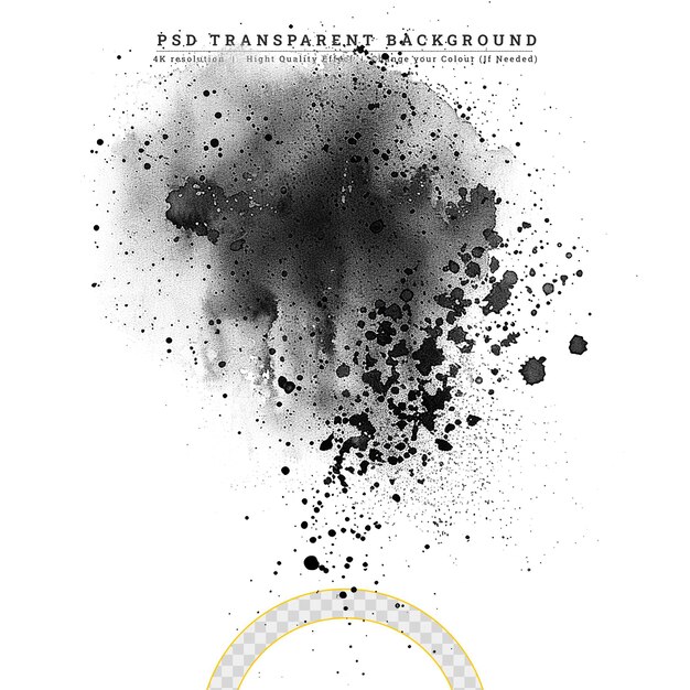 PSD 색 배경 위에 고립 된 어두운 파우더 입자 폭발의 추상적인 디자인