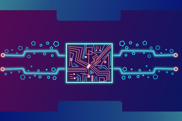 Abstract digitaal circuit met neon