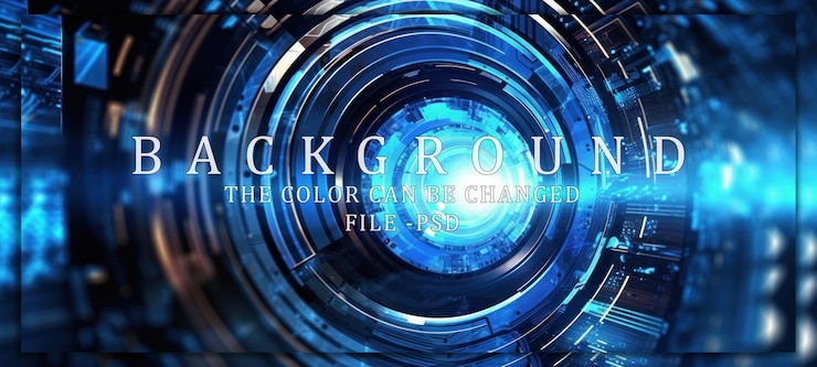 PSD abstract digital circuitry with glowing blue center