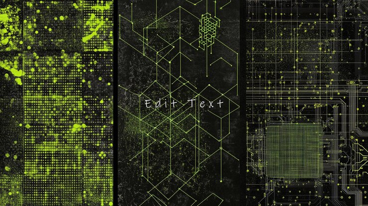 PSD abstract digital collage of green circuit board textures