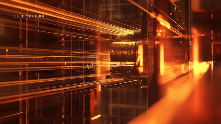 PSD abstract digital corridor with glowing orange lines and futuristic elements