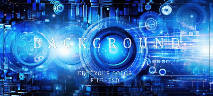 PSD abstract digital interface with blue and white color scheme