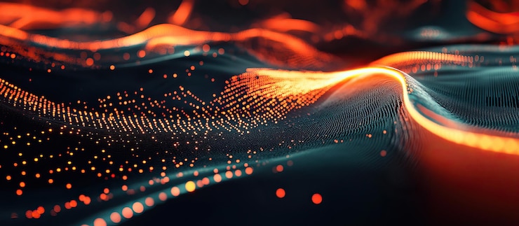 PSD abstract digital landscape with glowing orange line
