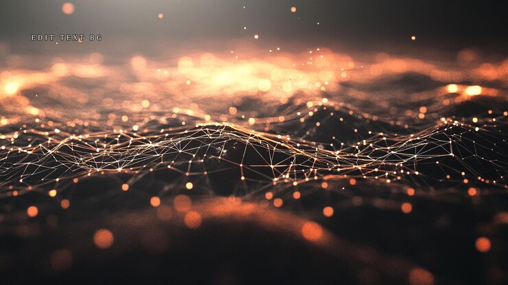 PSD abstract digital landscape with glowing particles and connecting lines