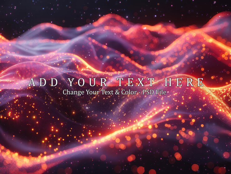 PSD abstract digital landscape with glowing particles