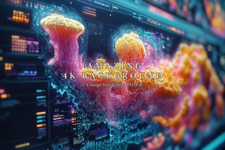 PSD abstract digital landscape with vivid colors