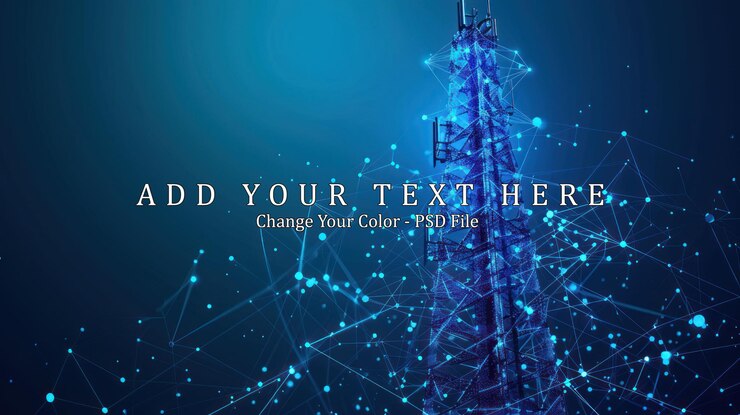 PSD abstract digital tower and network illustration
