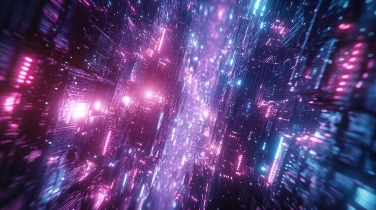 PSD 光る線を持つ抽象的なデジタルトンネル