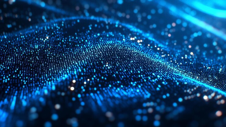 PSD abstract digital wave of particles