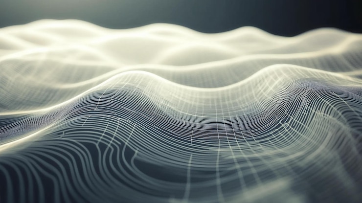 PSD abstract digital wave pattern with grid lines