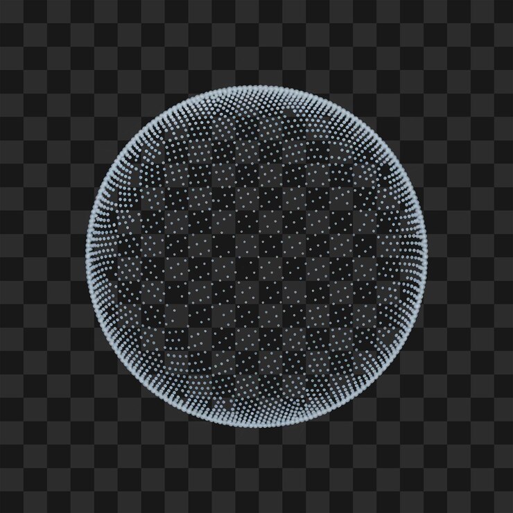 PSD abstract dotted sphere light blue 3d point cloud orb geometric digital globe graphic png