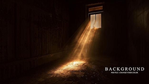 abstract dramatic light rays through old window