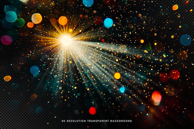 abstract dynamic lens flare and bokeh on transparent background
