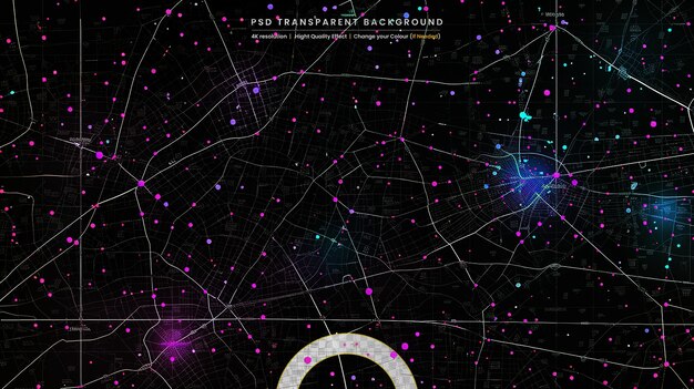 Mappa astratta del rilievo terrestre su sfondo trasparente