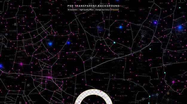 Mappa astratta del rilievo terrestre su sfondo trasparente