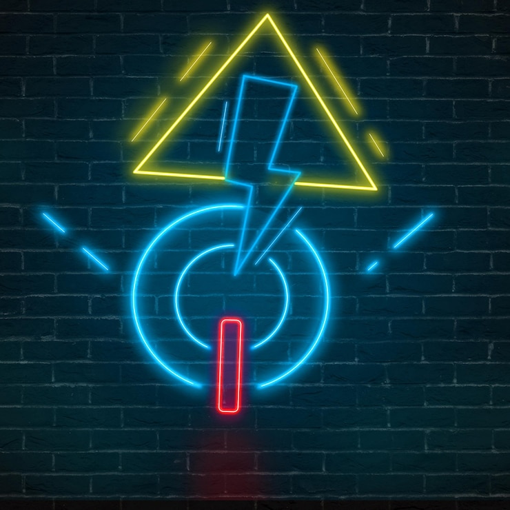 PSD abstract electric neon signboard background