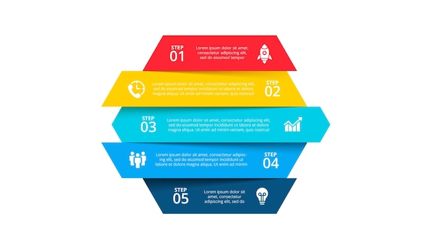 Abstract element is divided into 5 parts infographic template