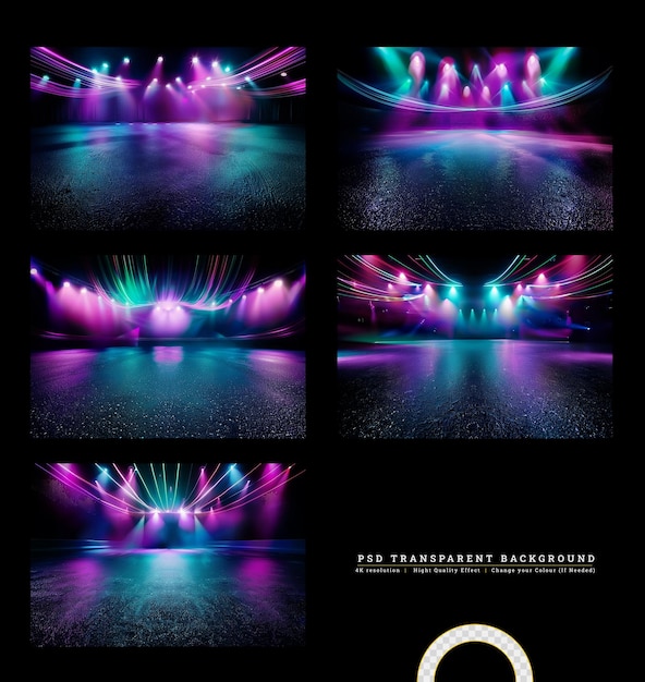 Abstract empty dance floor in nightclub on transparent background