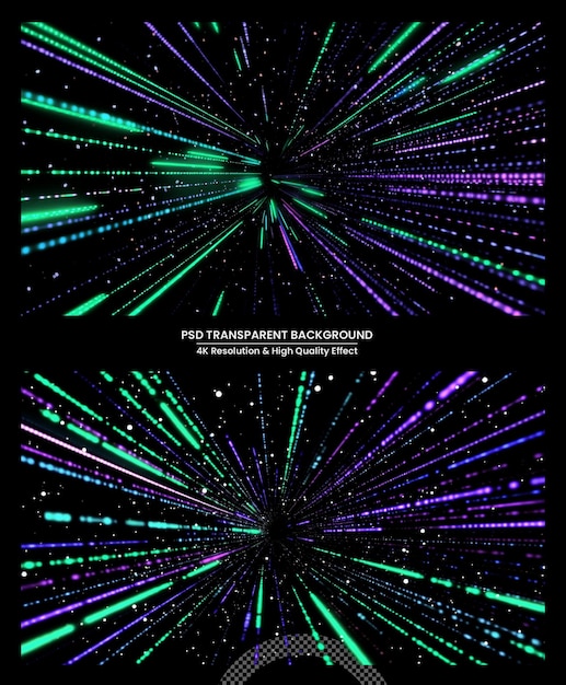 Abstract fibre optic light patterns created using the zoom blur technique