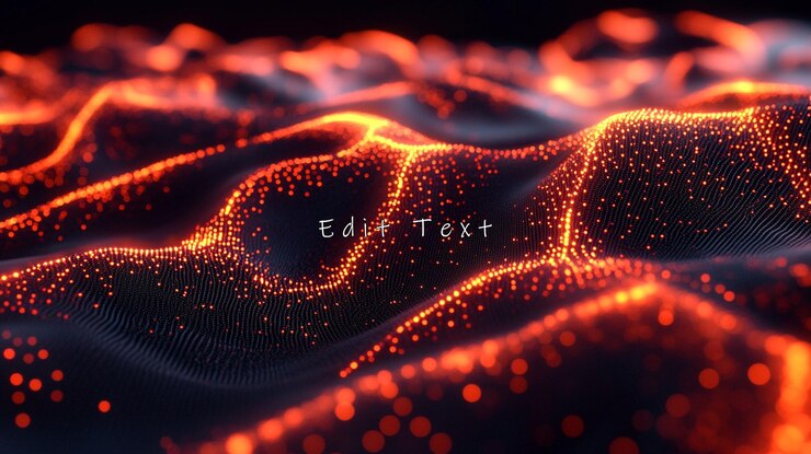 PSD abstract fiery orange particle wave background