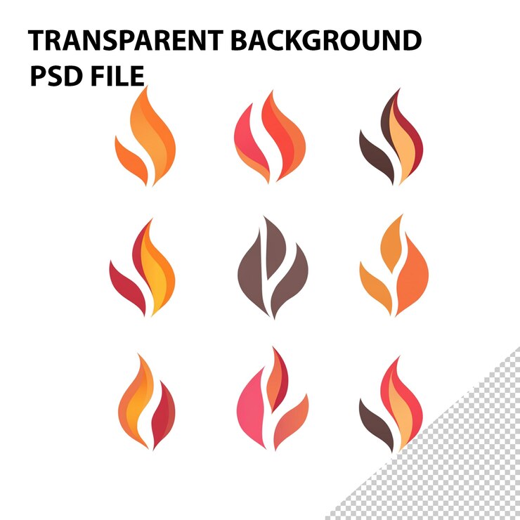 PSD 추상적인 불꽃 로고 아이콘