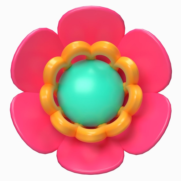 Abstract Flower Neon Petal Crown 3D Render
