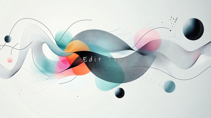 PSD abstract flowing wave design with pastel colors and geometric shapes