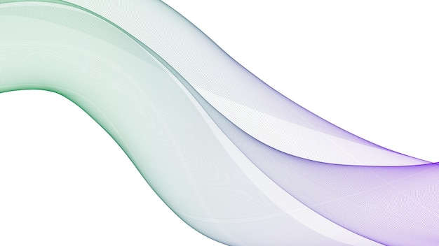 Abstract flowing wave of purple and green colors on white