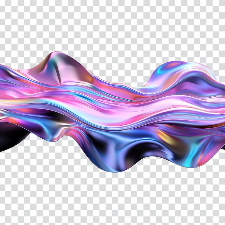 PSD abstract fluid colorful wave background transparent