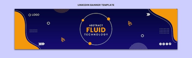 PSD abstract fluid technology linkedin-banner sjabloonafbeelding gratis vectorillustratie stockfoto's