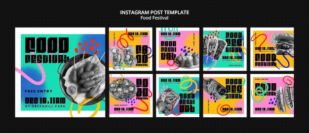 PSD 抽象的なフードフェスティバルのinstagramの投稿