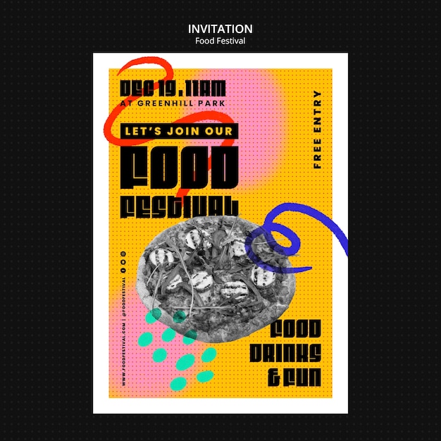 PSD abstract food festival invitation