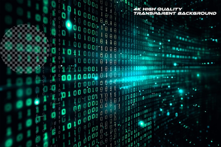 PSD abstract futuristic cyberspace with binary code transparent background