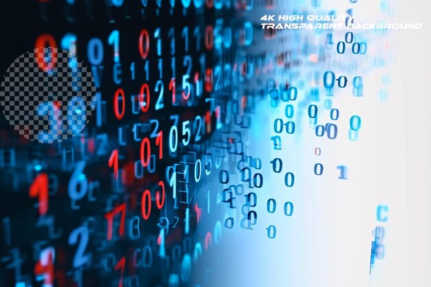 abstract futuristic cyberspace with binary code transparent background