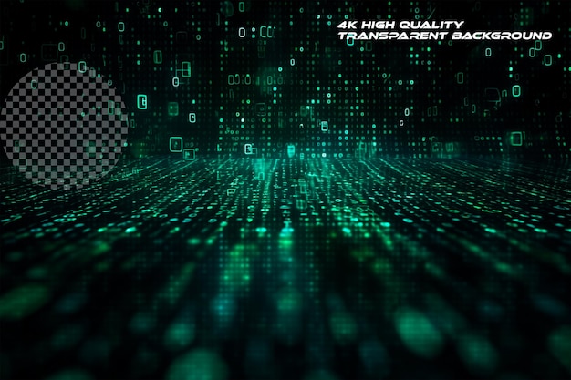abstract futuristic cyberspace with binary code transparent background