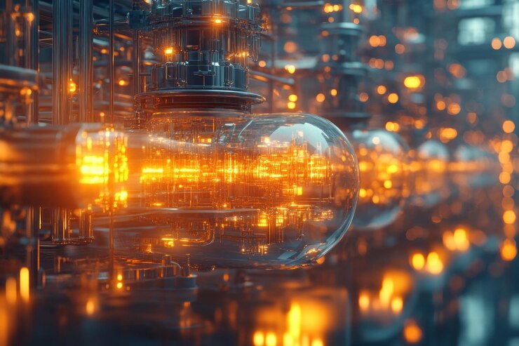 PSD abstract futuristic industrial machine with glowing lights