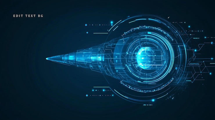 PSD abstract futuristic technology design with glowing blue lines and circles