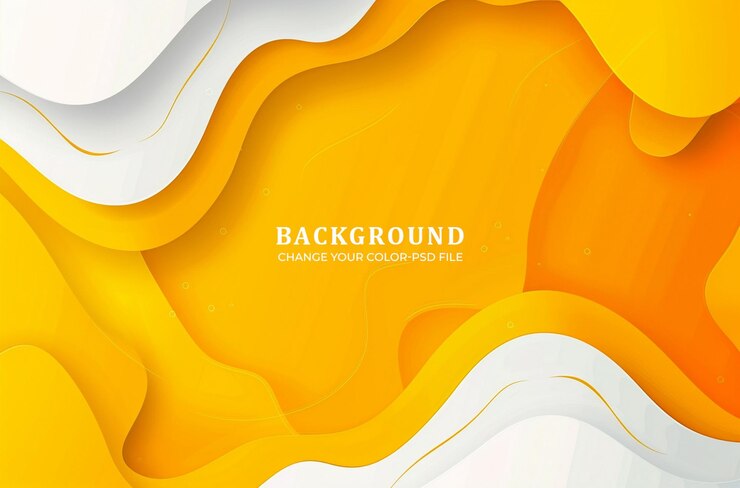 PSD abstract gele achtergrond met gladde golflijnen vector presentatie sjabloon