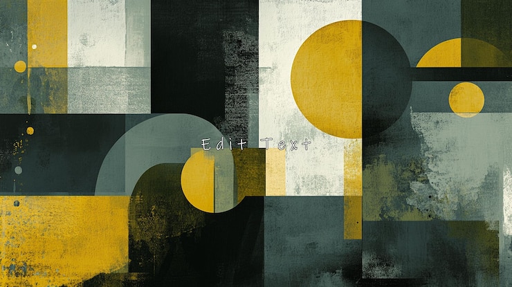 PSD abstract geometric art with yellow and grey shapes on textured background