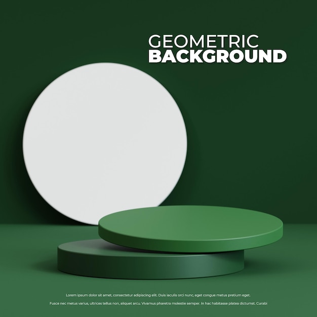 PSD abstract geometric background with podium for product display 3d rendering