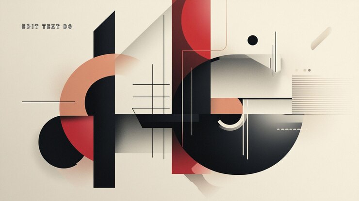 PSD abstract geometric composition with red black and beige shapes overlapping